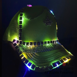 SOMBRERO TRUCKER LUJO CON LUZ AMARILLO FLUO x 1